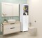 Tall Freestanding Storage Organizer Linen Tower, Vanity Closet, Bathroom Cabinet with 2 Open shelves, 3 Drawers, and a Closet
